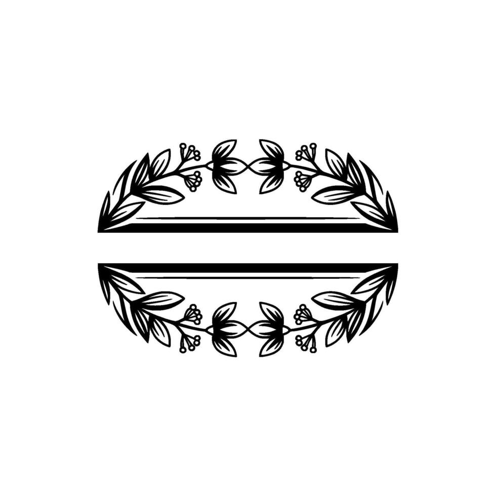 Elegant Floral Frame Template, Black and White vector