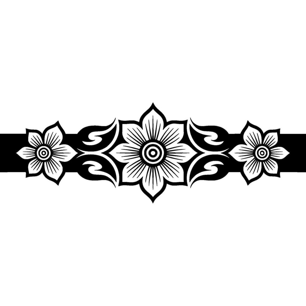 Black Floral Border Illustration on White Background vector