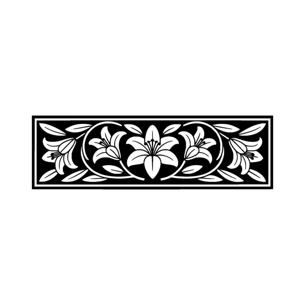 Elegant Black and White Lily Border - Floral vector