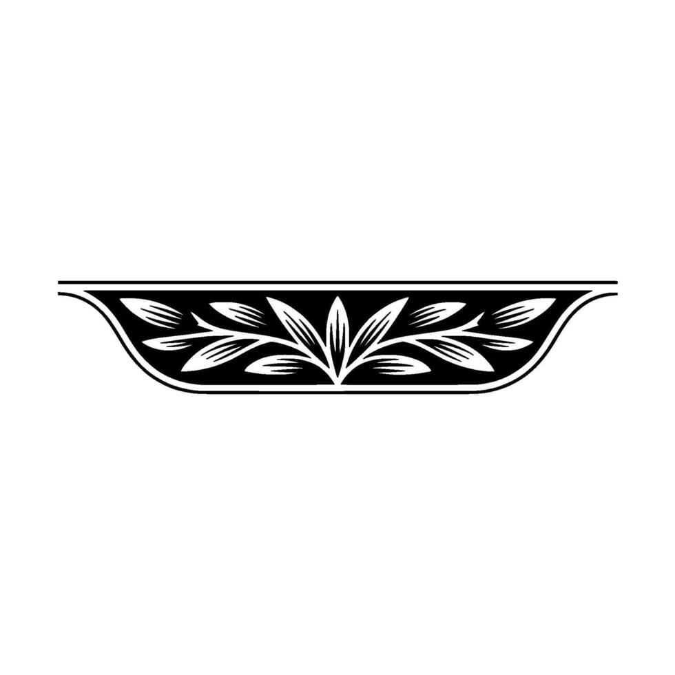 Elegant Black White Floral Border, Decorative Element - Nature vector