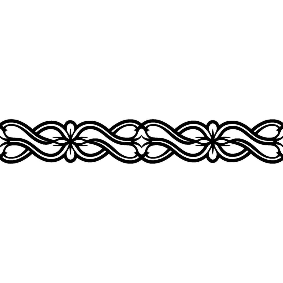 Elegant Black Ornamental Border on White Background - Seamless vector