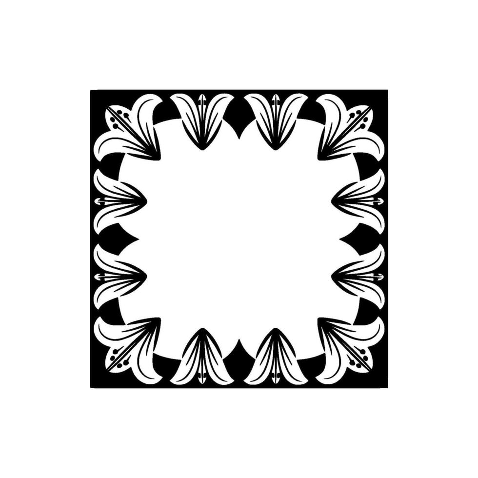 Elegant Black and White Floral Frame for - Border vector