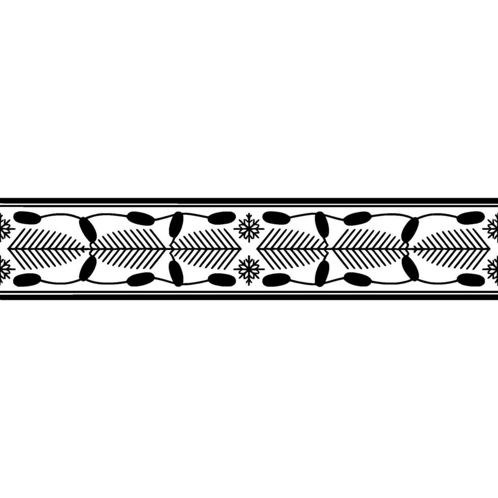 Minimalist Black White Ornamental Border - Monochrome vector