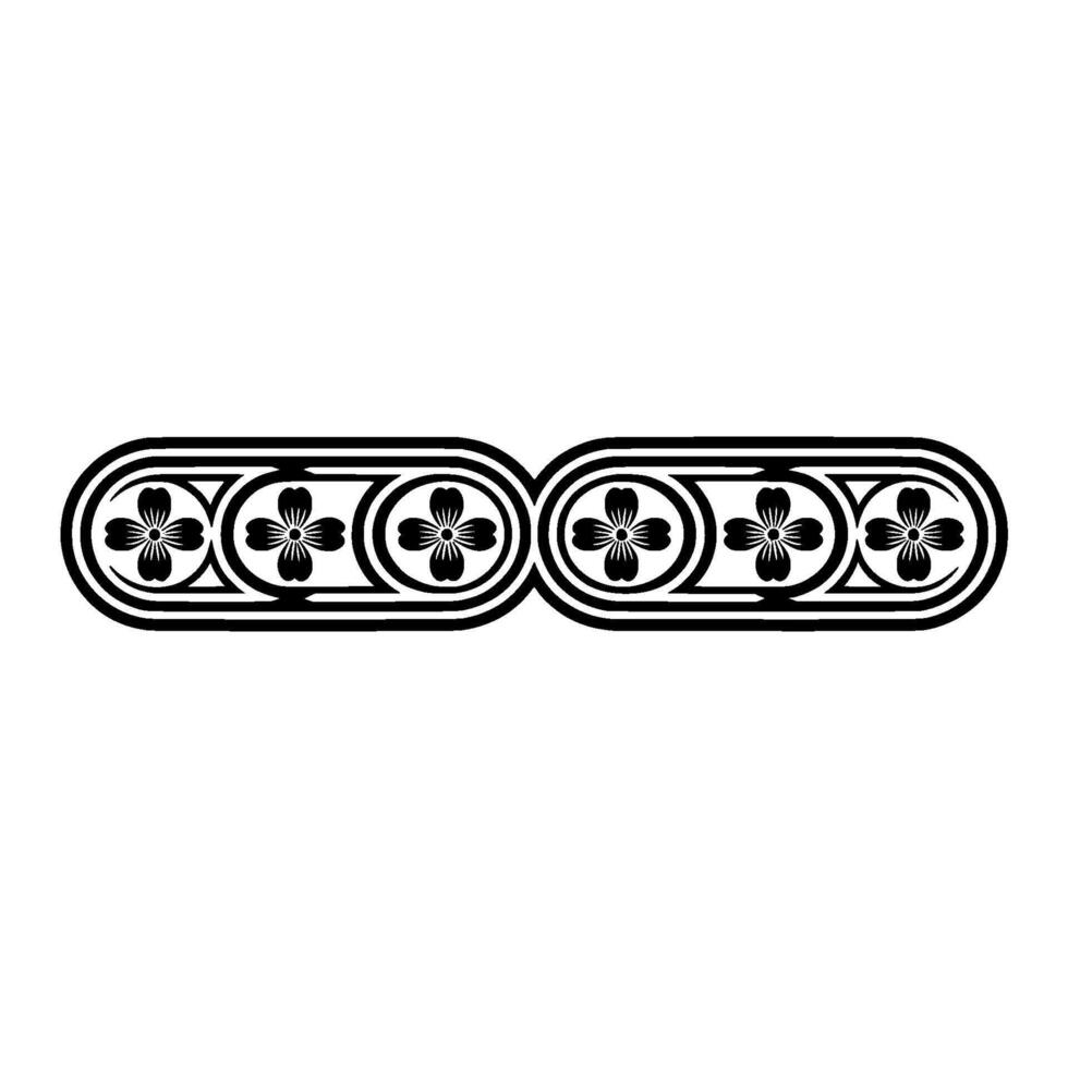 Elegant Floral Border Element in Black White vector