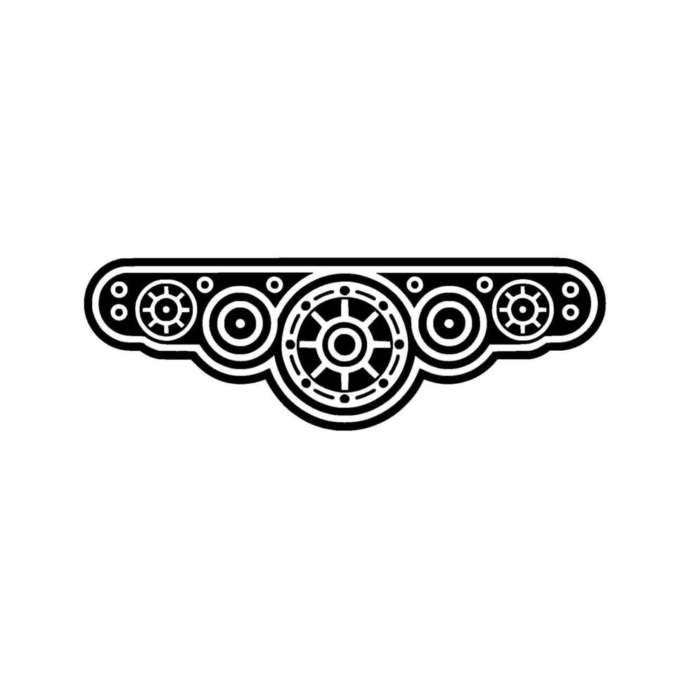 Geometric Black White Ornament on White Backdrop vector