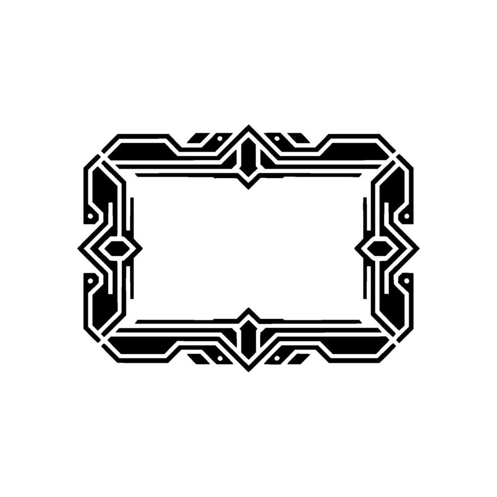 Geometric Art Deco Frame in Black on White Digital Illustration vector