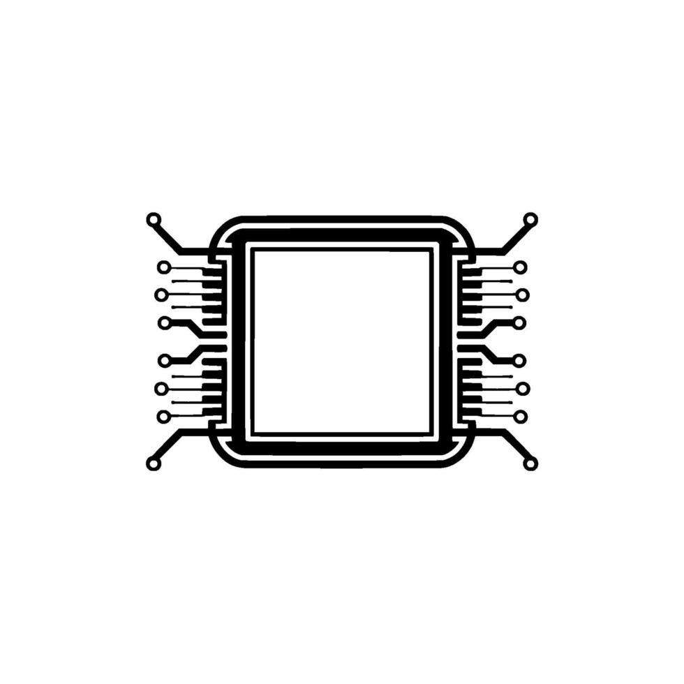 Minimalist Cpu Chip Technology, Connectivity, vector