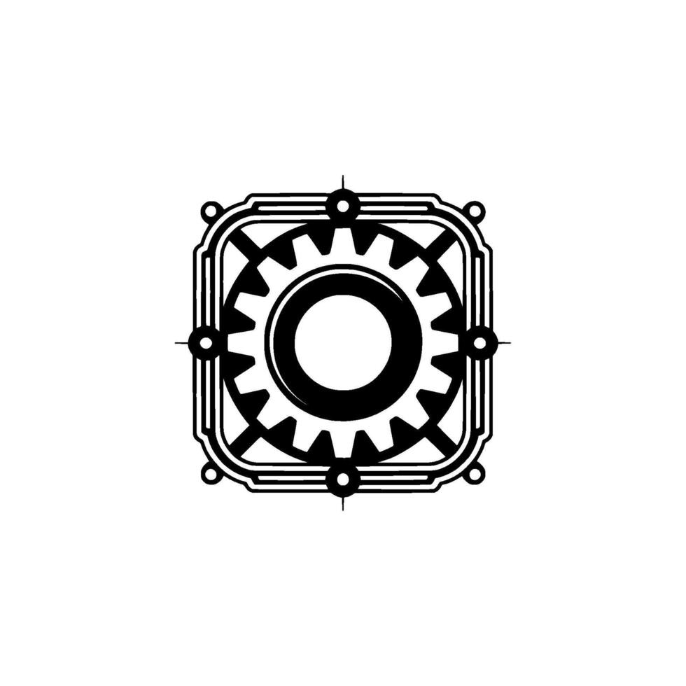 Abstract Gear, Geometric Steampunk, Minimalist Illustration vector