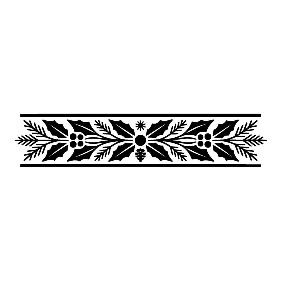 Christmas Border Ornament Black and White Decorative vector