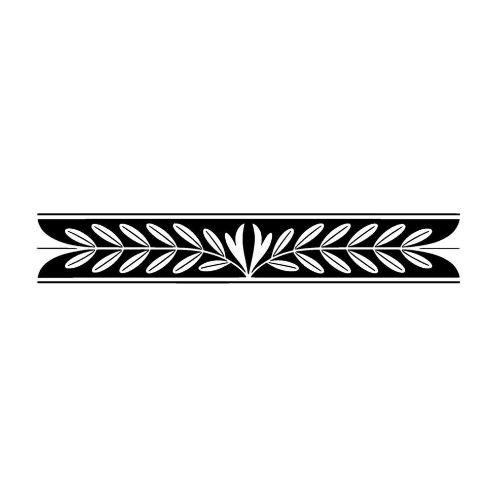 Elegant Black White Leaf Border Element - Floral vector