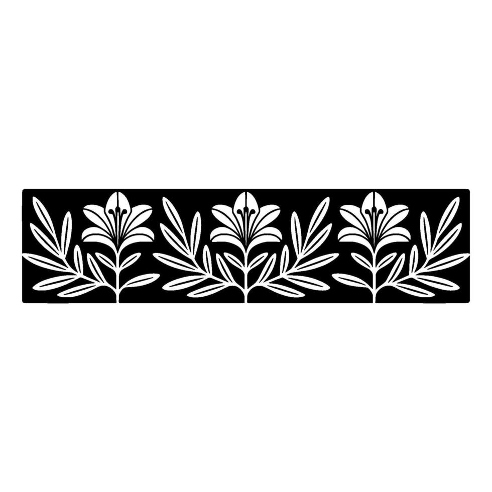 Elegant Black and White Floral Border - Stencil vector