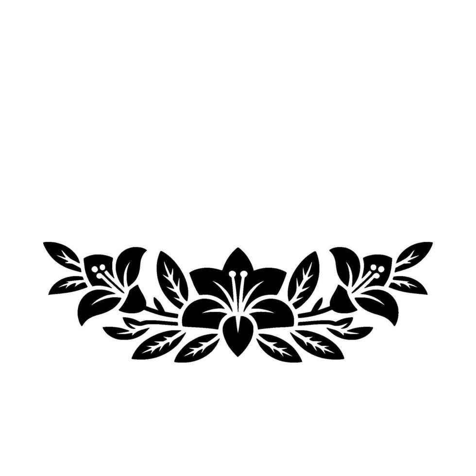 Elegant Black Floral Border on White, Minimalist - Illustration vector