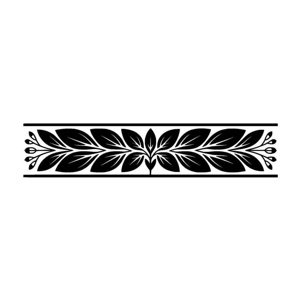 Elegant Black Leaf Border on White Background - Minimalist vector