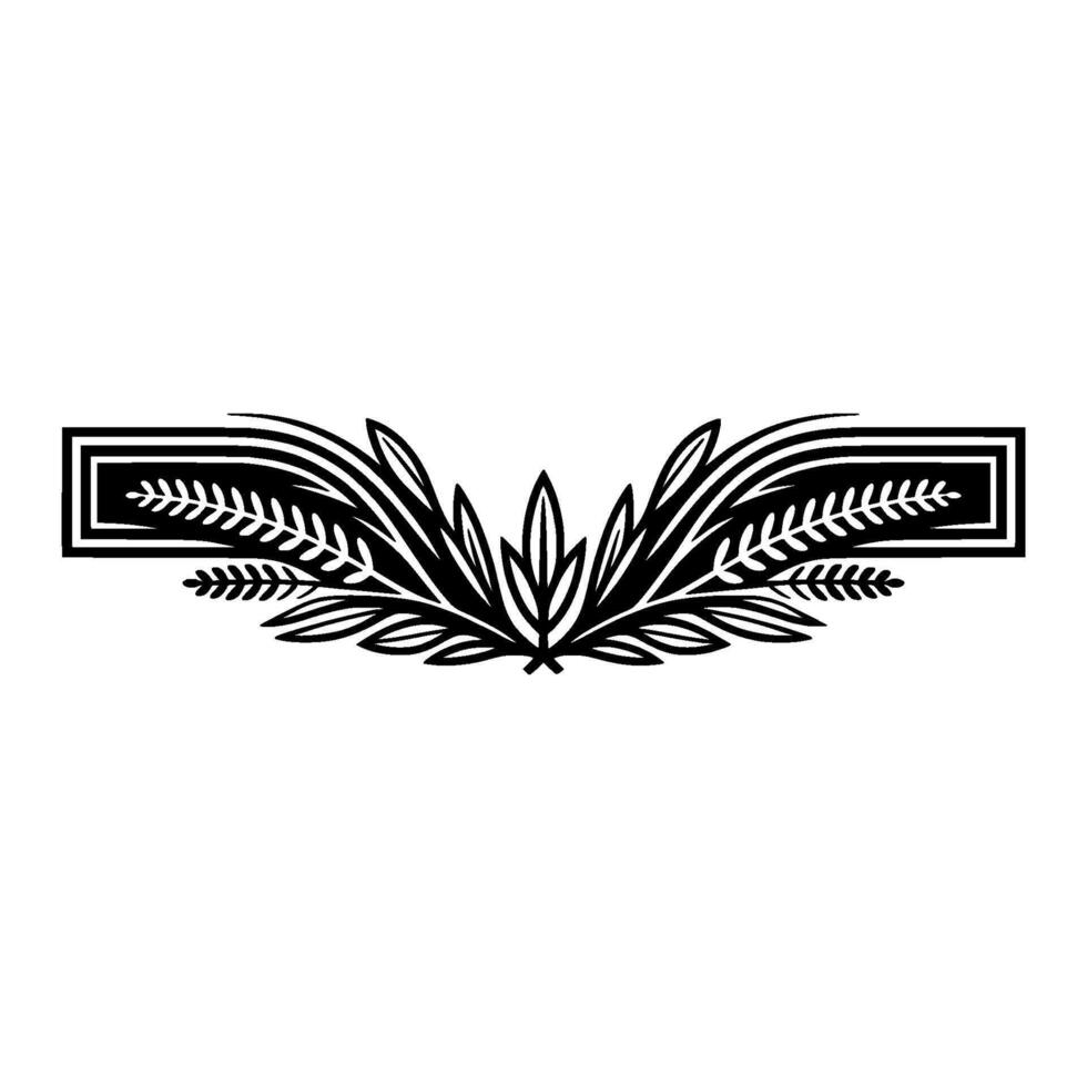 Elegant Black White Laurel Wreath Border - Element vector