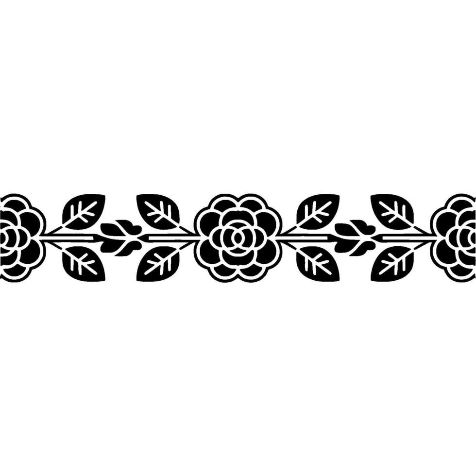 Elegant Floral Border Black and White - Leaves vector