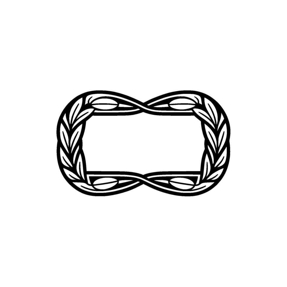 Elegant Laurel Wreath Frame, Minimalist Black and White vector
