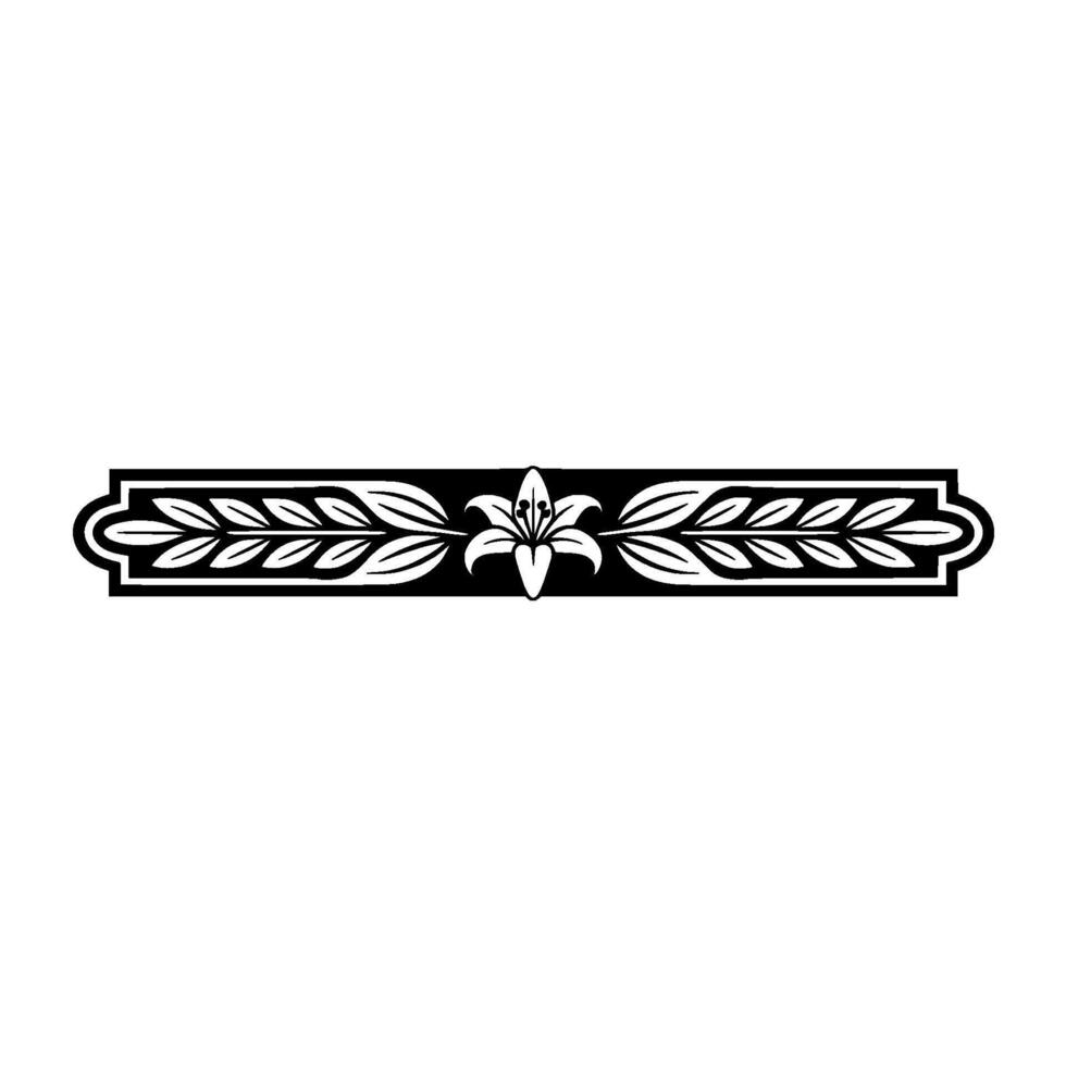 Elegant Floral Border in Black White, Illustration - Decoration vector