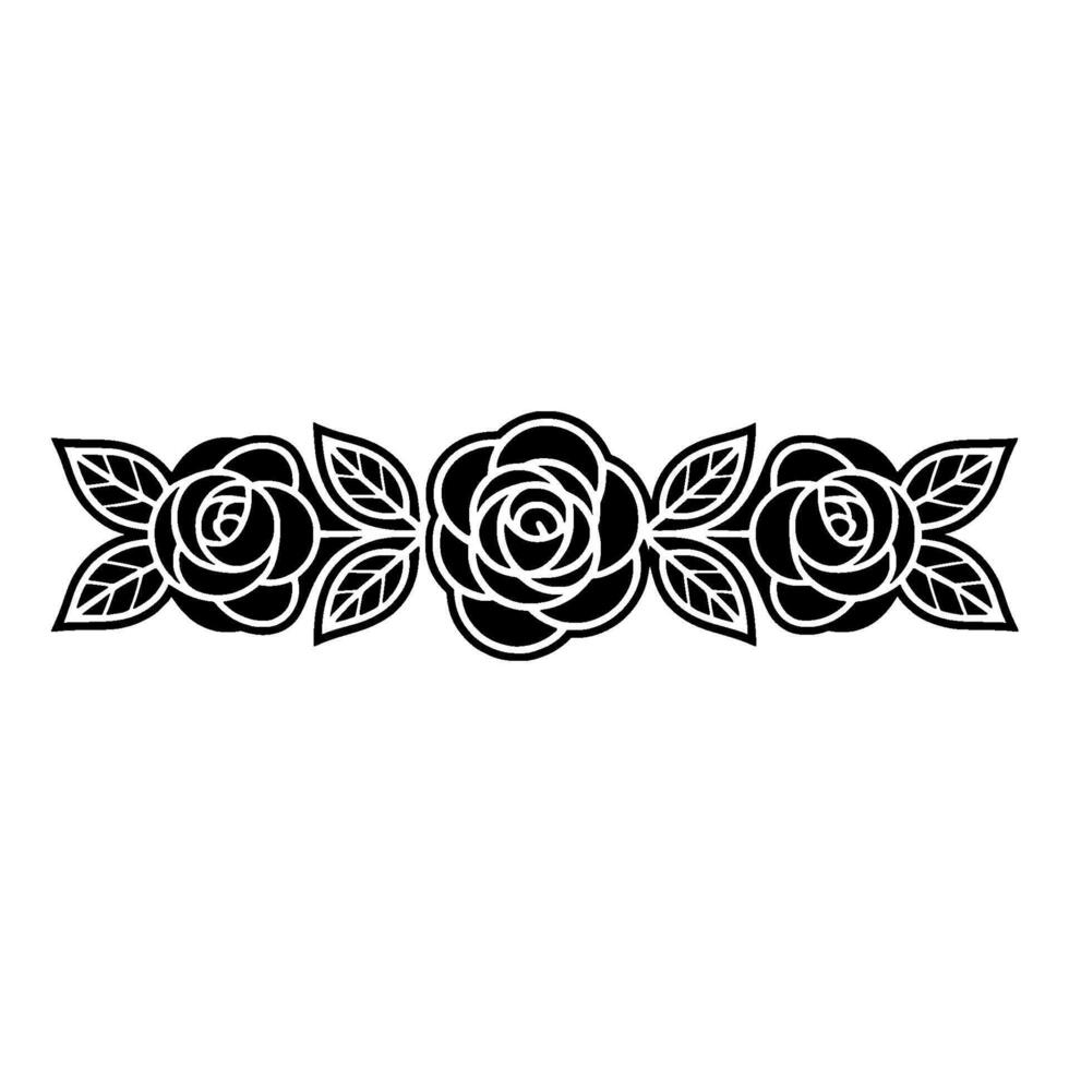 Elegant Black and White Rose Border - Monochrome vector
