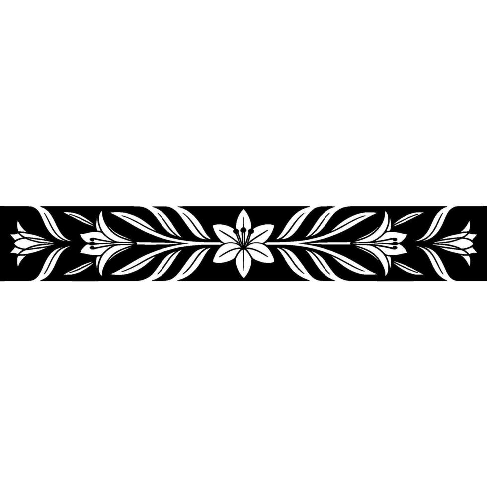 Elegant Floral Border in Black White - Symmetrical vector