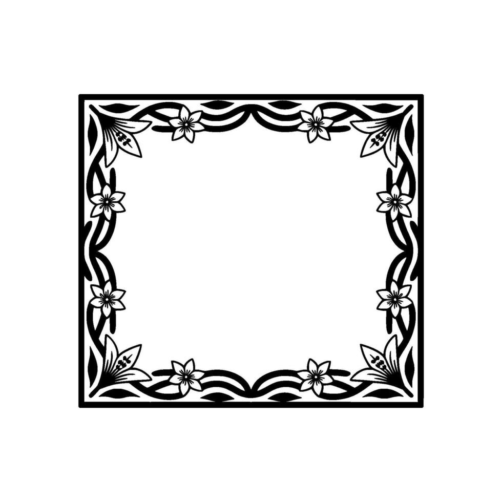 Floral Frame Border, Black and White, Elegant Element vector