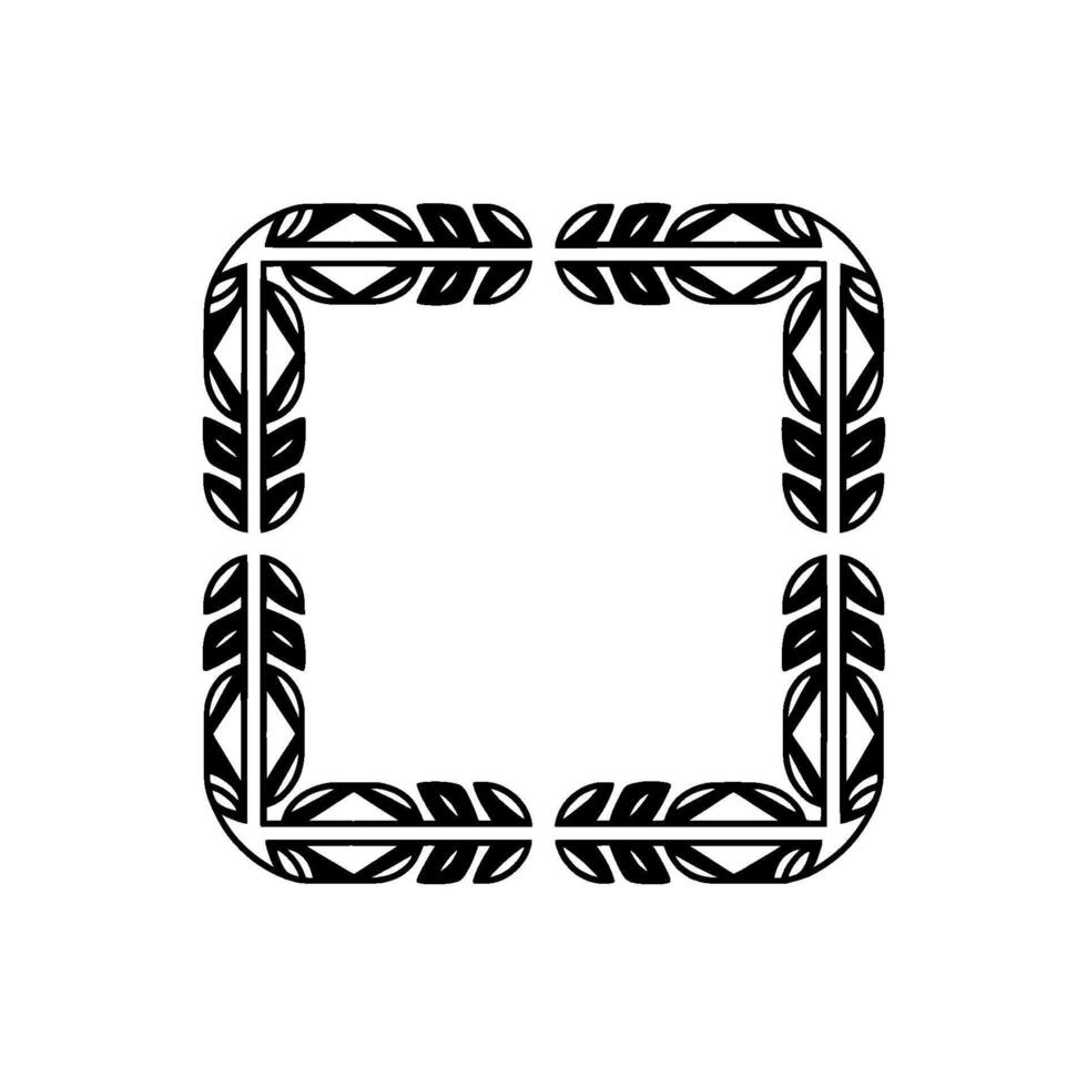 Geometric Feather Frame, Black White, Illustration vector