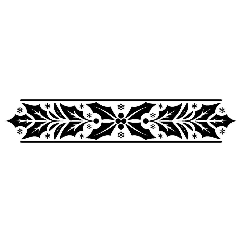 Minimalist Black Holly Border with Snowflakes vector