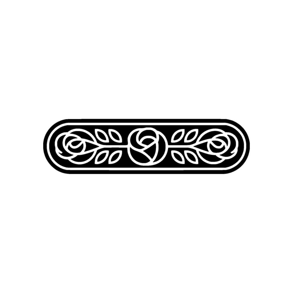 Elegant Black White Floral Border, Minimalist, Decorative Element - Rose vector