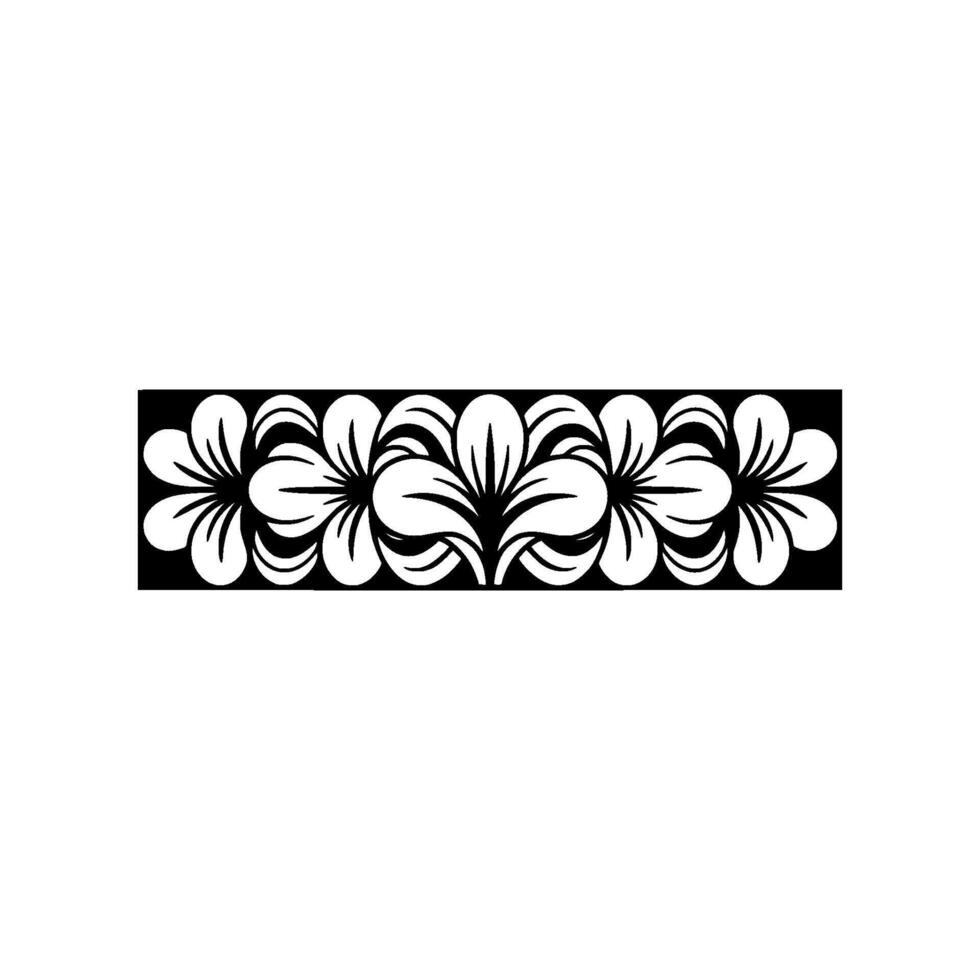 Floral Pattern Border in Black and White, Minimalist vector