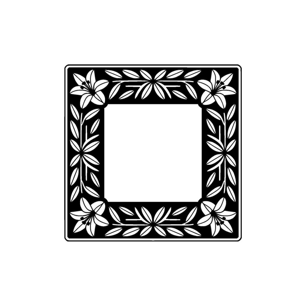 Elegant Floral Frame in Black and White Decorative Border for Designs vector