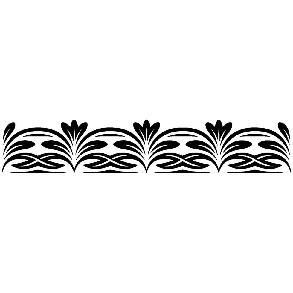 Elegant Black Floral Border on White Background - Tattoo vector