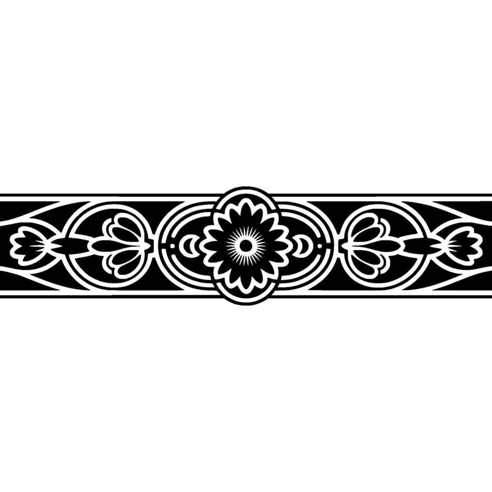 Ornate Black and White Floral Border - Elegant vector