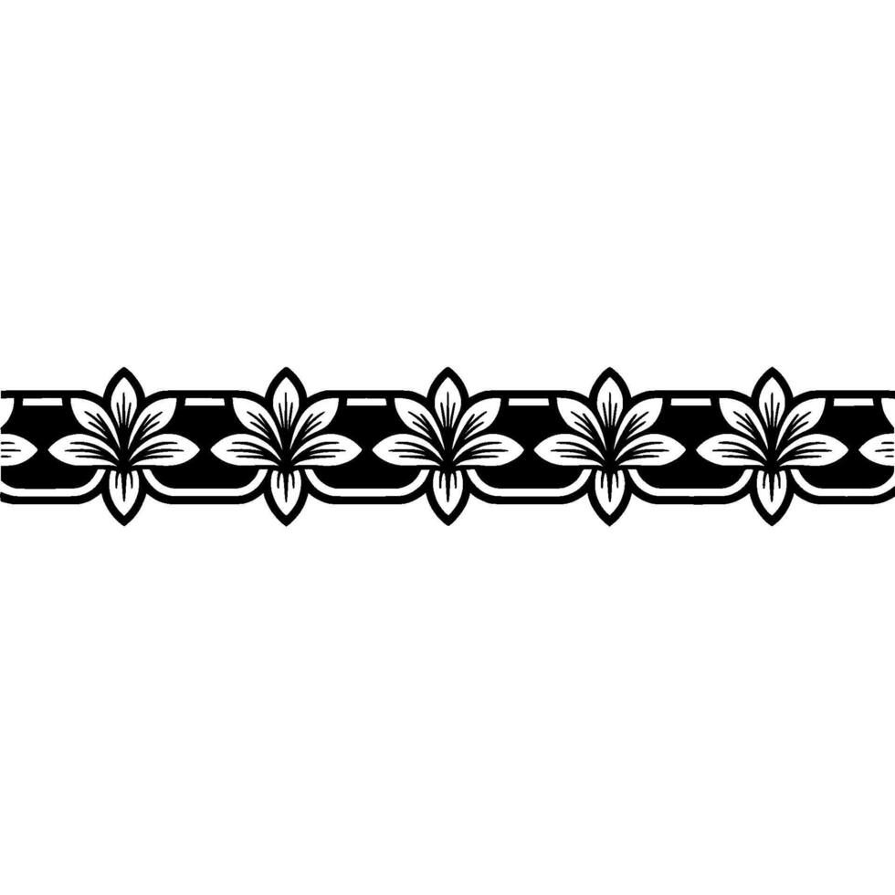 Elegant Floral Border in Black White, Decorative Element - Decoration vector