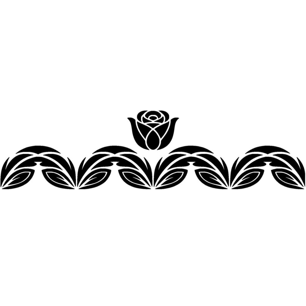 Elegant Black Rose Floral Border on White Background - Pattern vector