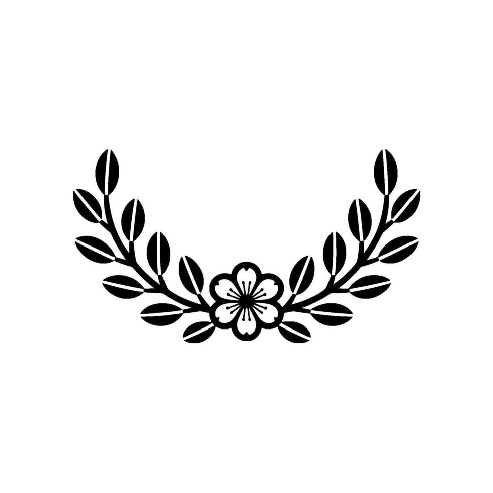 Minimalist Floral Wreath, Black White, Elegant vector