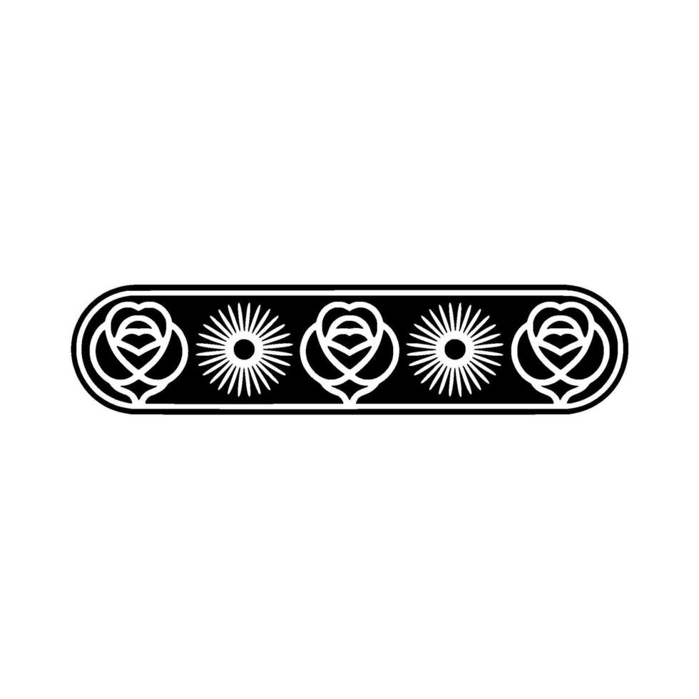Elegant Black and White Floral Border - Sunburst vector