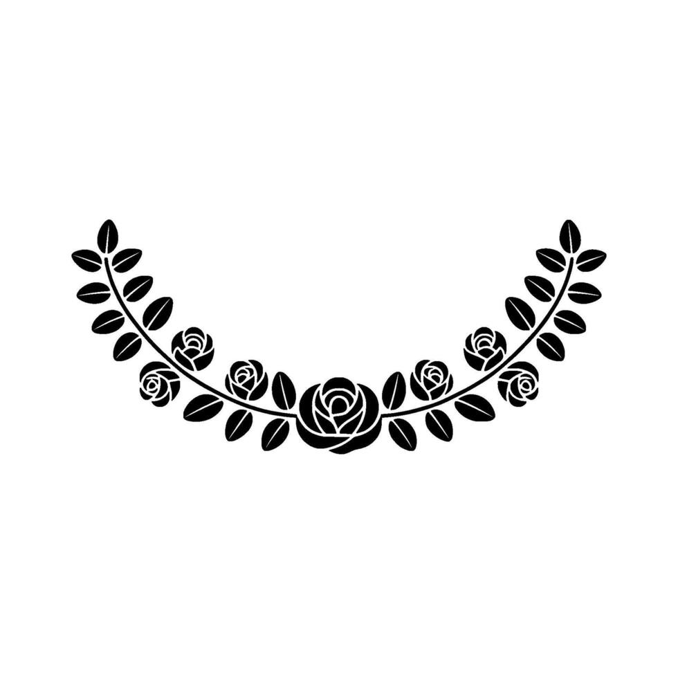 Black Floral Arch on Light Gray Background vector