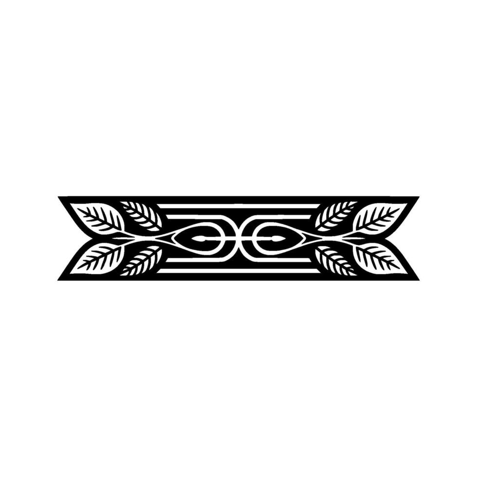 Elegant Black and White Leafy Scroll Border Element, Minimalist vector