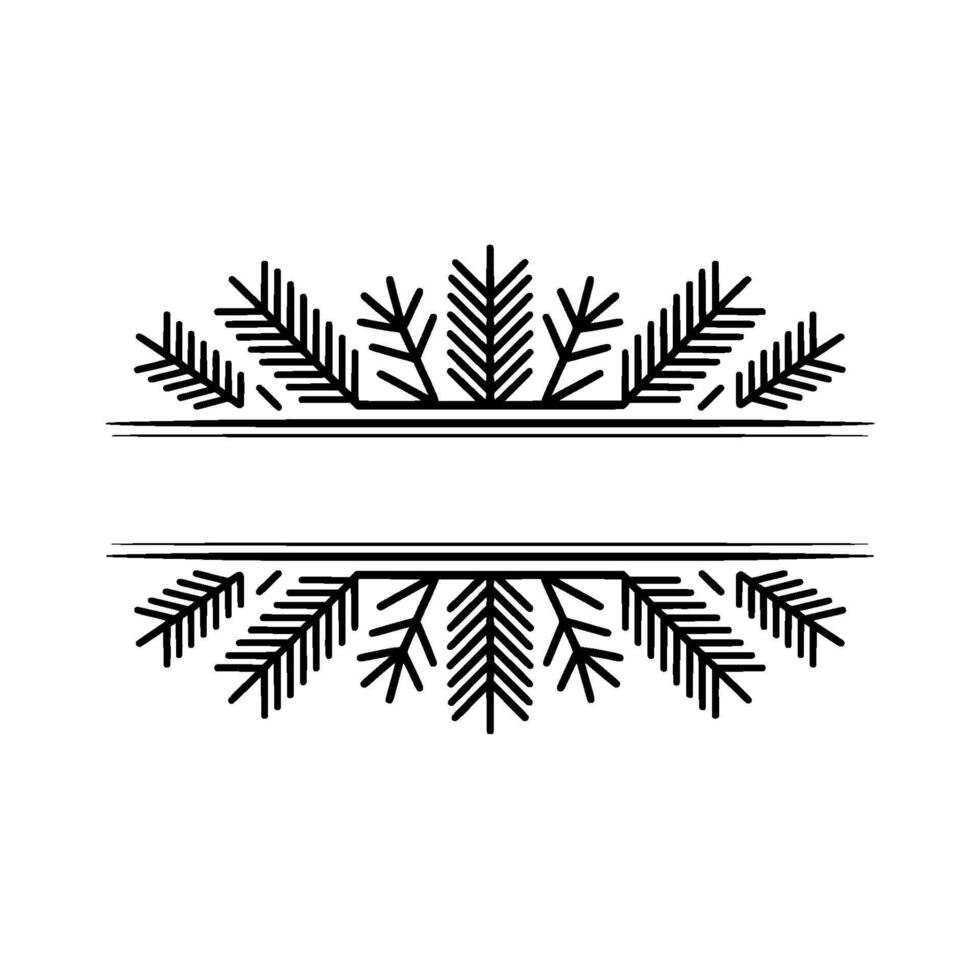 Minimalist Winter Pine Frame, Black and White, vector