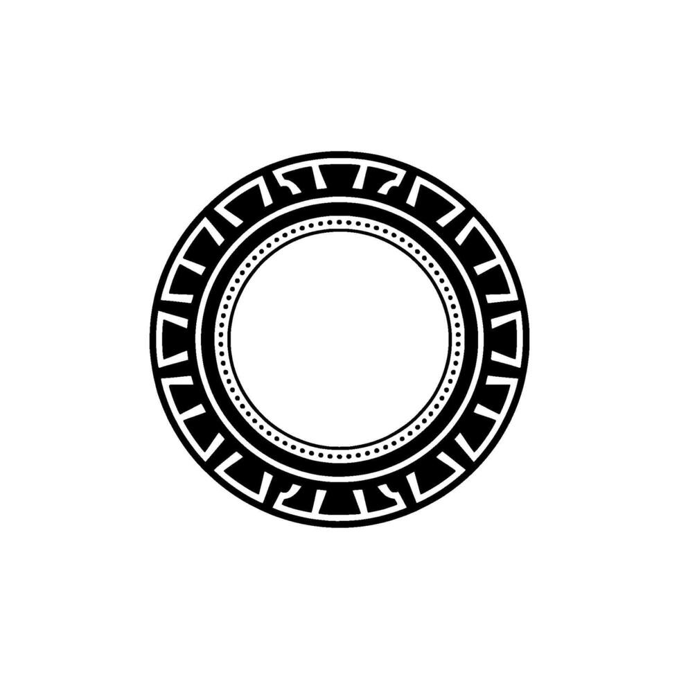 Minimalist Greek Key Circle on White Background - Greek key vector