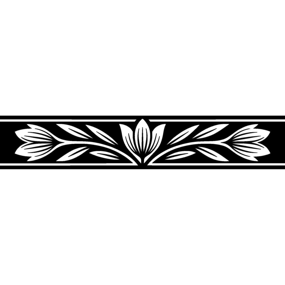Elegant Floral Border, Black White, Minimalist Style vector