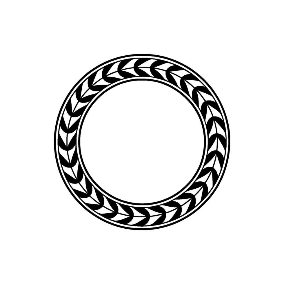 Circular Foliage Border, in Black and White on White Background vector