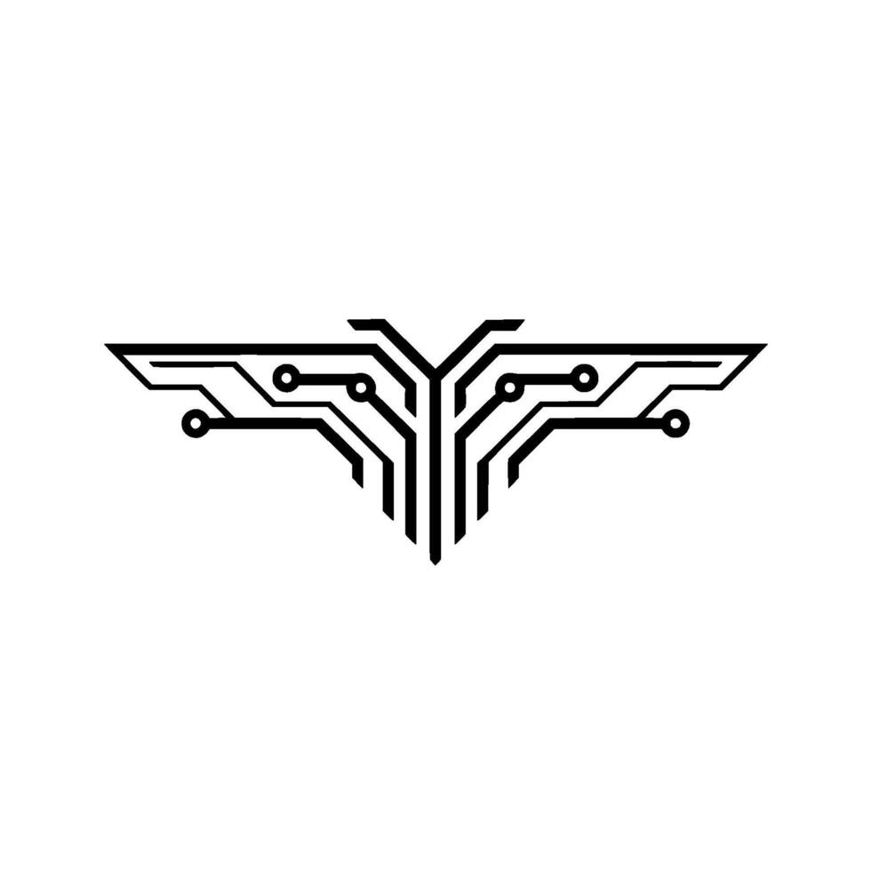 Tech Wing, Minimalist Circuit Board on White vector