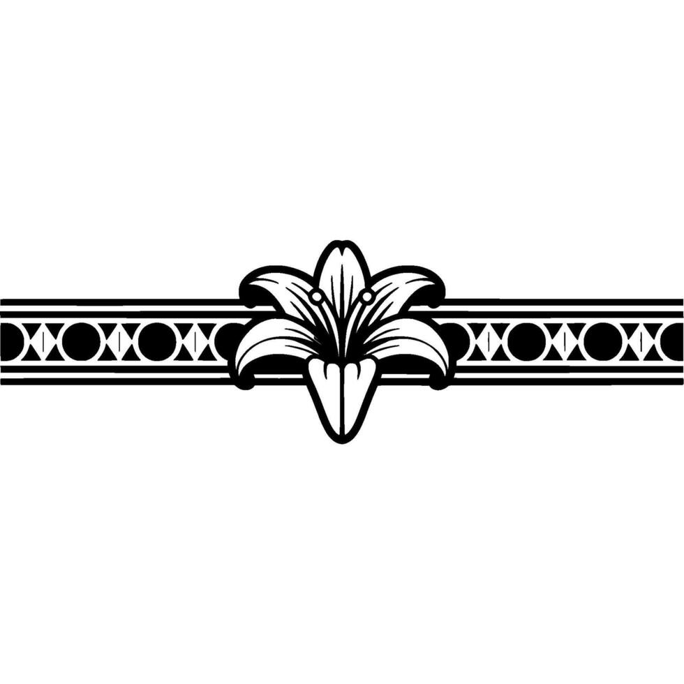 Elegant Lily Border in Monochrome Art for Decoration vector