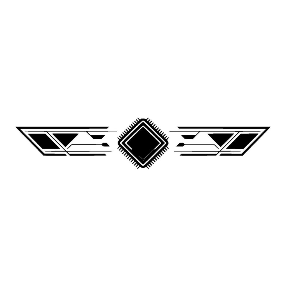 Minimalist Tech CPU Chip Geometric Elements on White vector