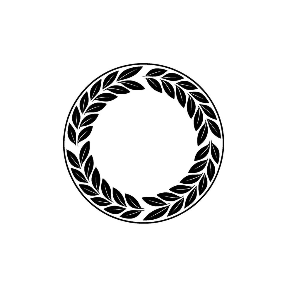 Elegant Black White Laurel Wreath on White Background vector
