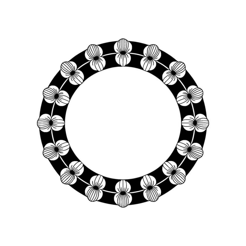 Elegant Floral Wreath Minimalist Black and White vector
