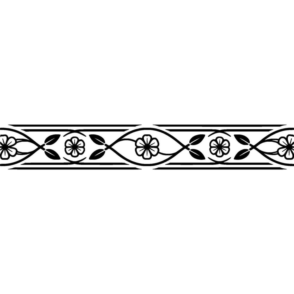 Decorative Floral Border, Black and White, Minimalist, Elegant vector