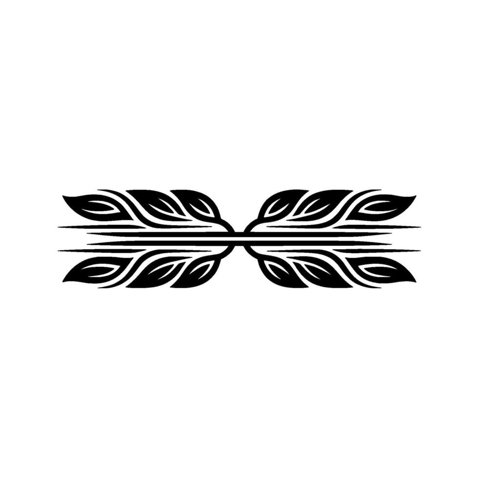 Symmetrical Floral Ornament Minimalist Black White Element vector