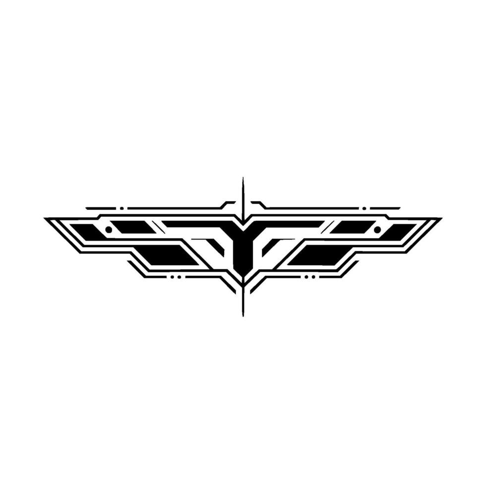 Abstract Tech Emblem Geometric Lines on White, Futuristic vector