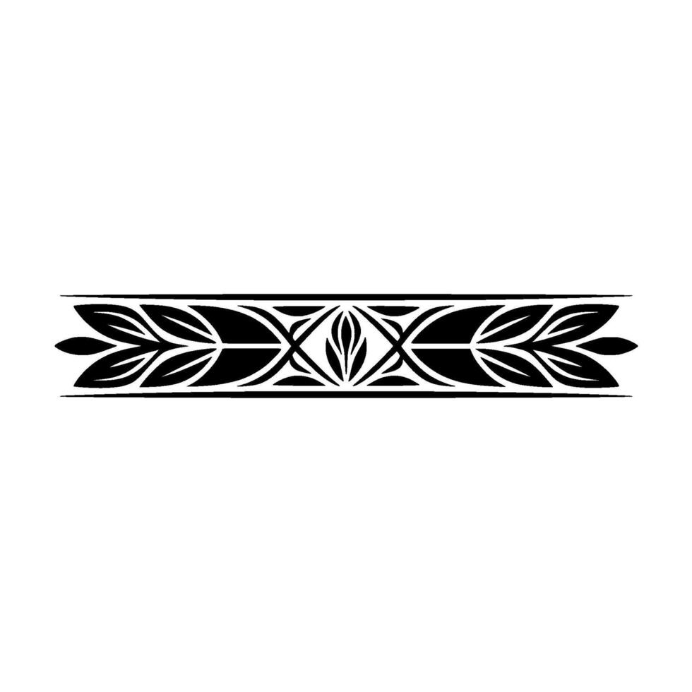 Minimalist Black and White Floral Border Element - Ornament vector